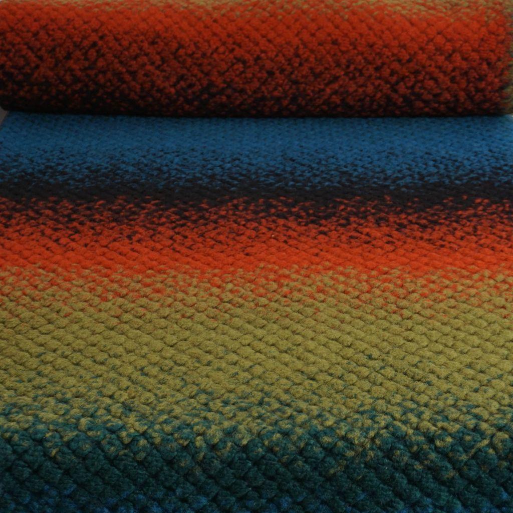 Bouclestrick Walk Jacquard Verlauf gelb orange blau